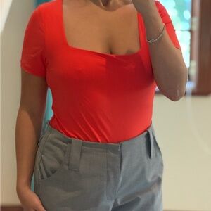 House of Harlow 1960 Bright Red Square Neck Tee